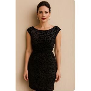 Frock! by Tracy Reese Black Velvet Leopard Print Dress Sz 6 NwT Whimsigoth LBD